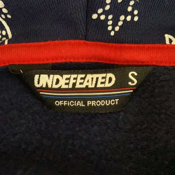 Undefeated Navy Blue Pullover Bandana Print Hoodie - Size Small - Picture 5 of 10